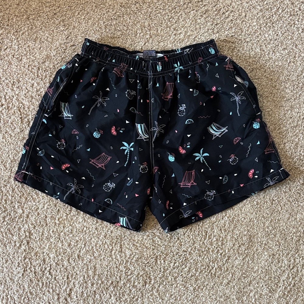 RS Surf Black Patterned Men's Swimming Trunks